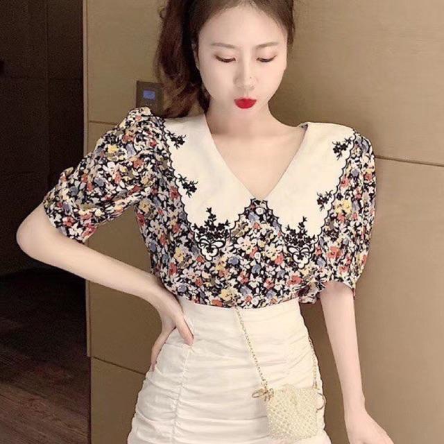 Áo Sơmi hoa nhí cổ thêu