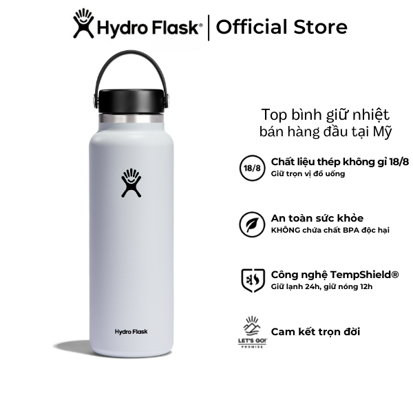 Bình giữ nhiệt Hydro Flask 40 OZ Wide Flex Cap có nắp xoáy - Hàng chính hãng(Season 2024)
