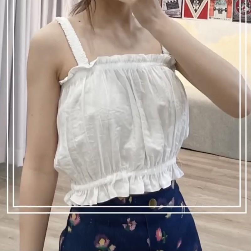 Áo hai dây cổ bèo chất cotton mát