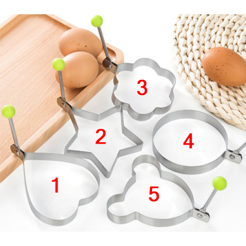 Khuôn Chiên Trứng Tạo Hình Inox Đẹp Mắt Sáng Tạo Nhiều Hình Dễ Thương Cho Nhà Bếp, Khuôn Rán Trứng Ốp La, Bánh - Khay Chiên Tạo Nhiều Hình Cute Có Núm Cầm