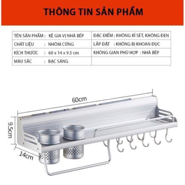 Kệ để đồ gia vị,dao thớt đa năng hợp kim nhôm 2 cỡ 60cm 80cm cao cấp