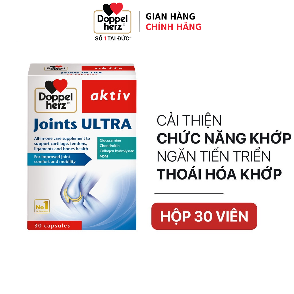 Viên uống bổ khớp Doppelherz Joints Ultra hỗ trợ cải thiện chức năng và ngăn ngừa thoái hóa khớp (Hộp 30 viên)