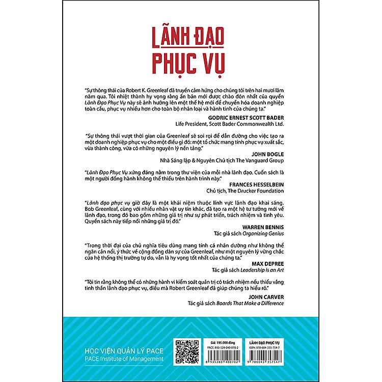 LÃNH ĐẠO PHỤC VỤ (Servant Leadership) - Robert K. Greenleaf - Trần Vĩnh Tân dịch - Tái bản - (bìa cứng)