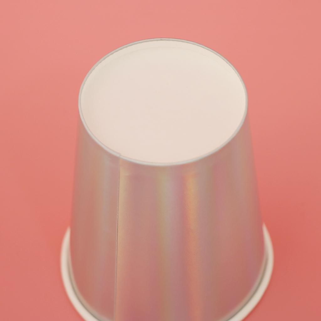 6 Iridescent Rainbow Silver Shiny Paper Cups Kids Birthday Tableware