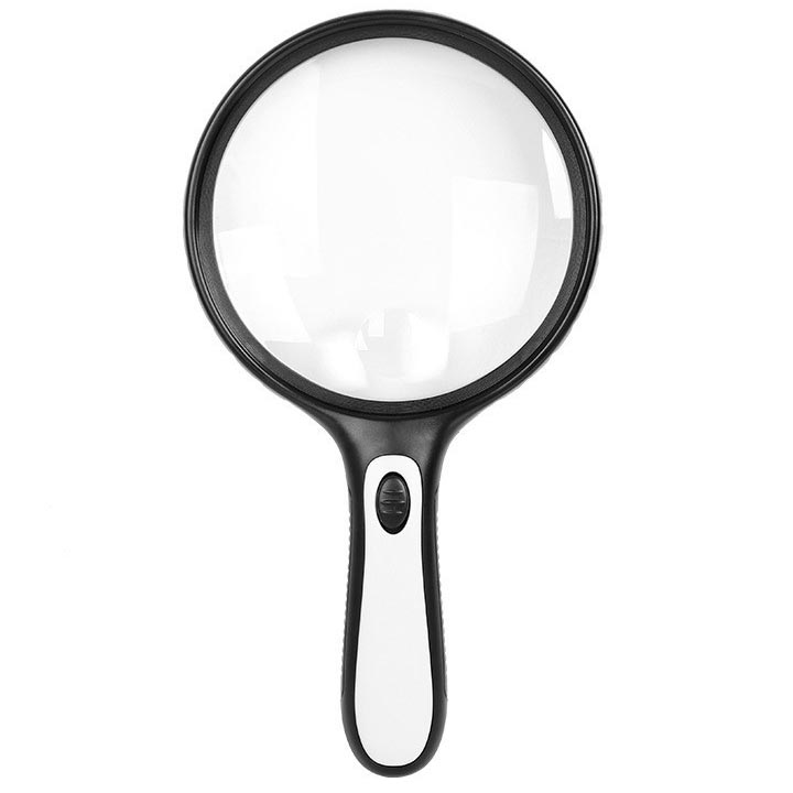 Kính Lúp Cầm Tay Có Đèn Led Chiếu Sáng 5x - 10x, đường kính thấu kính 130mm