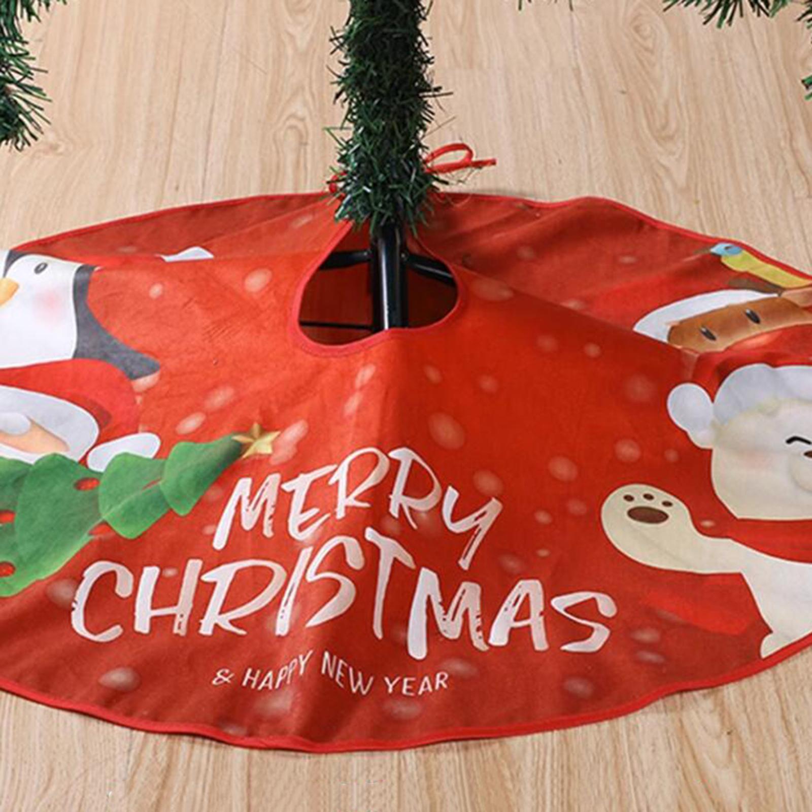 Christmas Tree Skirt Base Cover Xmas Tree Skirt 90cm Easy to Use Round Christmas Tree Apron for New Year Party Outdoor Indoor