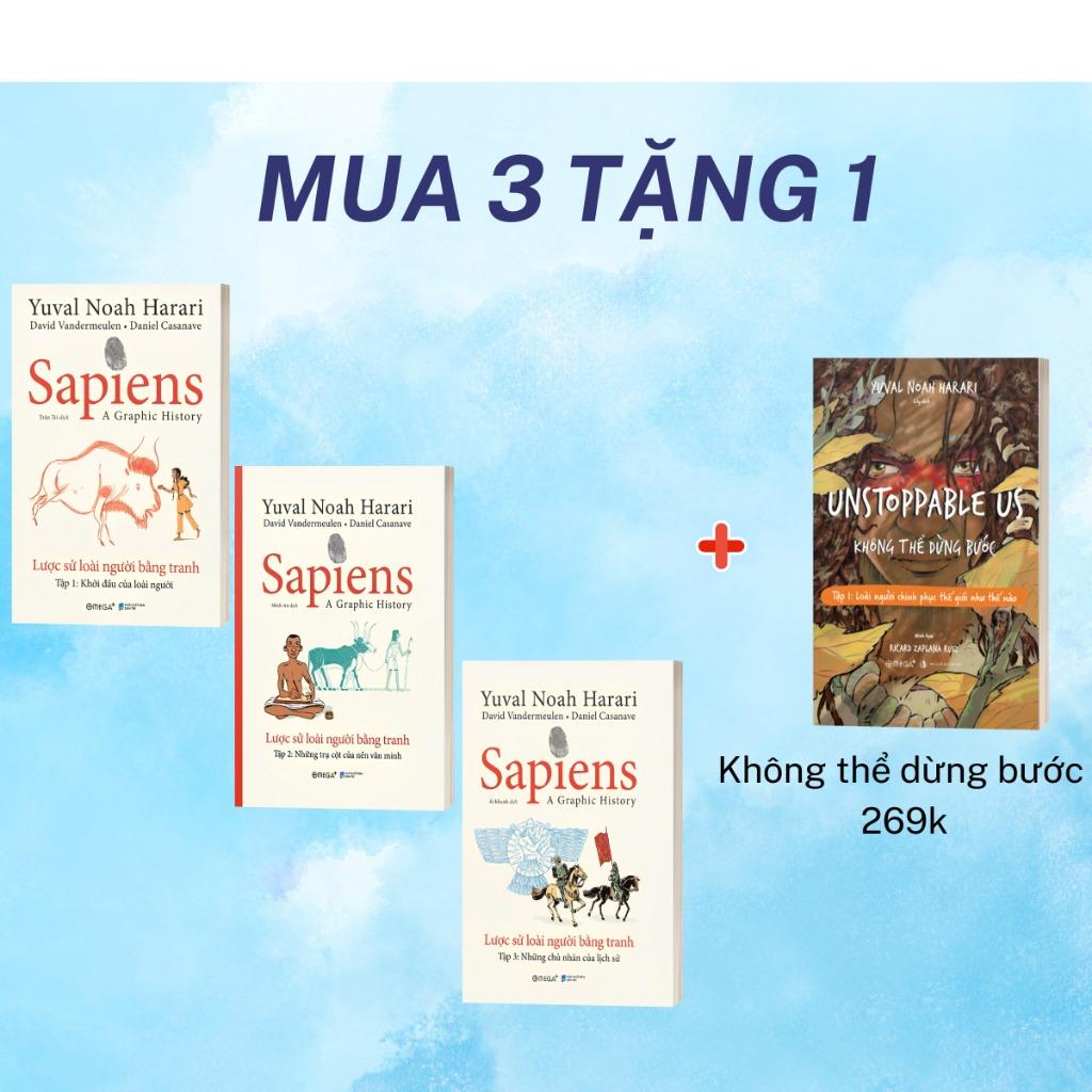 Lẻ/Combo 3 Sách Sapiens: Lược Sử Loài Người Bằng Tranh Tập 1 + Tập 2 + Tập 3 (Combo 3 tặng &quot;Không Thể Dừng Bước - 269k)