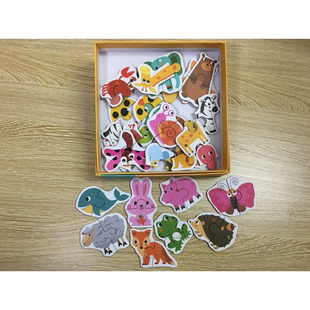 Ghép HÌnh Puzzle 2 Mảnh Hộp Bìa Loại To Đẹp Cho Bé