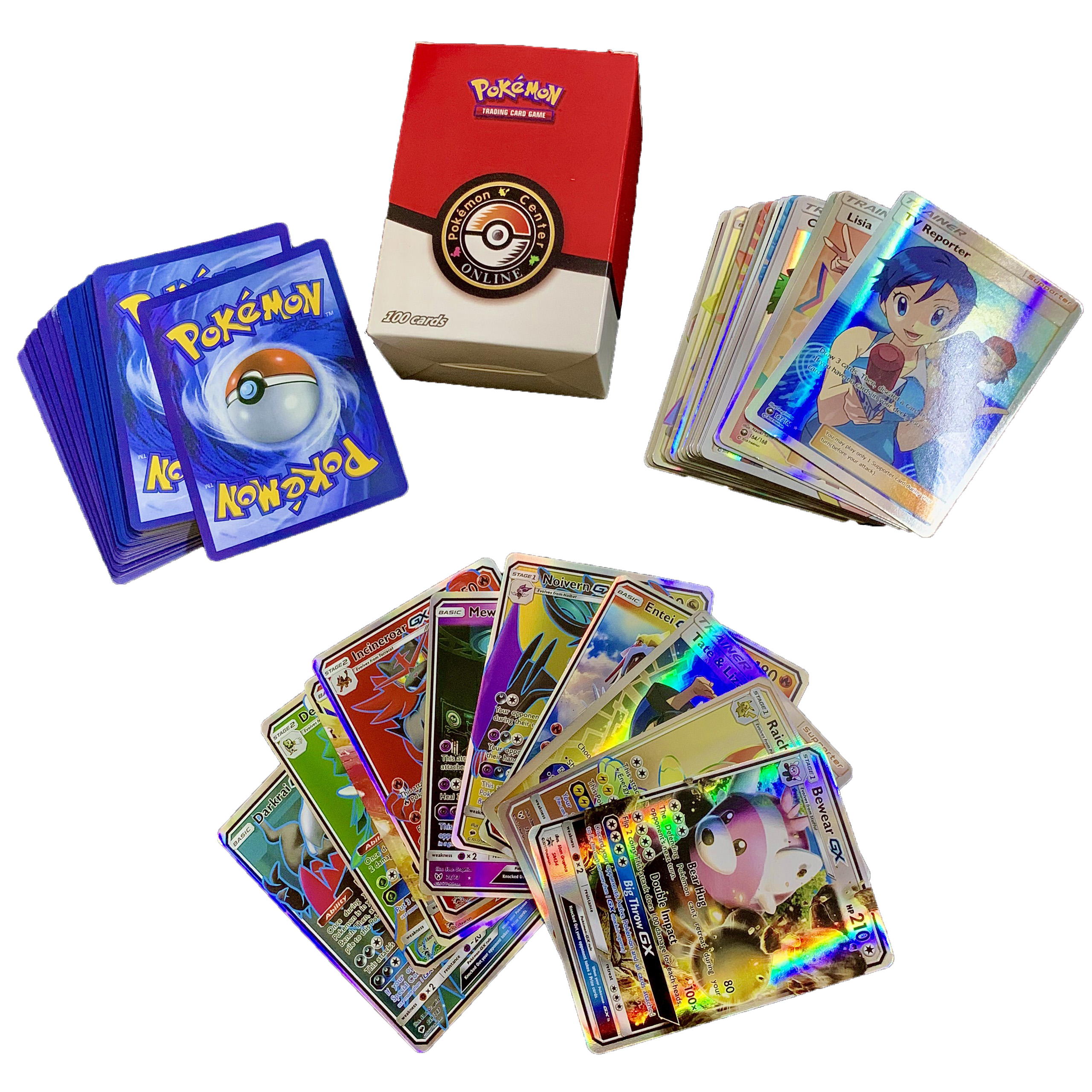 Bộ Thẻ Bài Chơi Pokemon 100 Thẻ (70Gx,20Mega,10Trainer) Chơi Đối Kháng New Đẹp