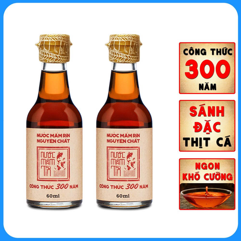 Đặc Sản Bình Thuận  - Combo 2 Chai 60Ml Nước Mắm Tĩn Mini Du Lịch 40N Đạm Tự Nhiên Nước Mắm Rin Nguyên Chất Truyền Thống Sạch Là Cốt Nhĩ Từ Cá Cơm Than Sánh Đặc Thịt Cá Không Chất Bảo Quản - Ocop 4 Sao