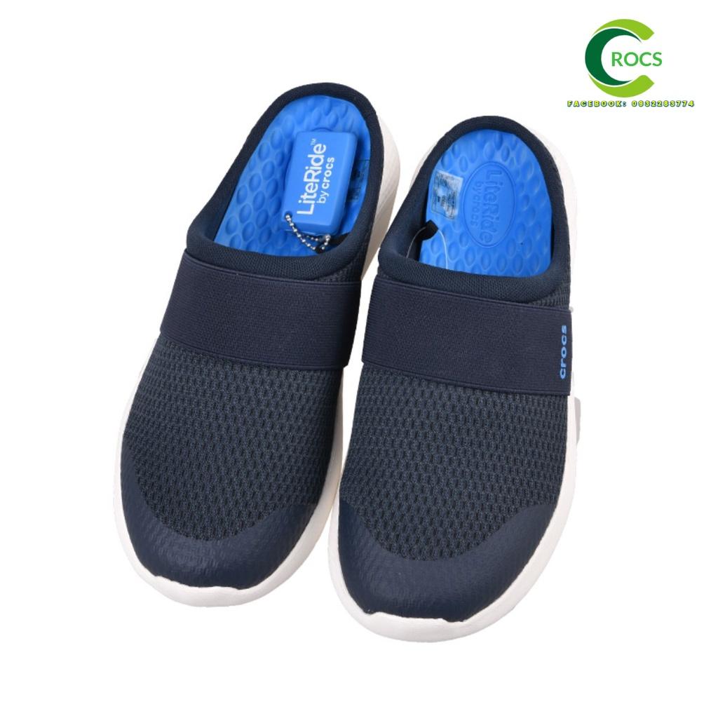 Giày lười vải lưới chống hôi chân -Croslite-Literide-Mesh mule cho nam màu xanh Navy