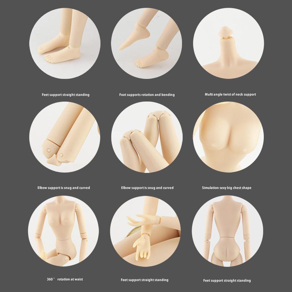 1/6 28 Jointed Girl Nude Doll Flexible Doll Hands for BJD Doll