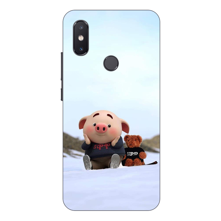 Ốp lưng điện thoại Xiaomi Mi 8 SE hình Heo Con Nghịch Tuyết - Hàng chính hãng