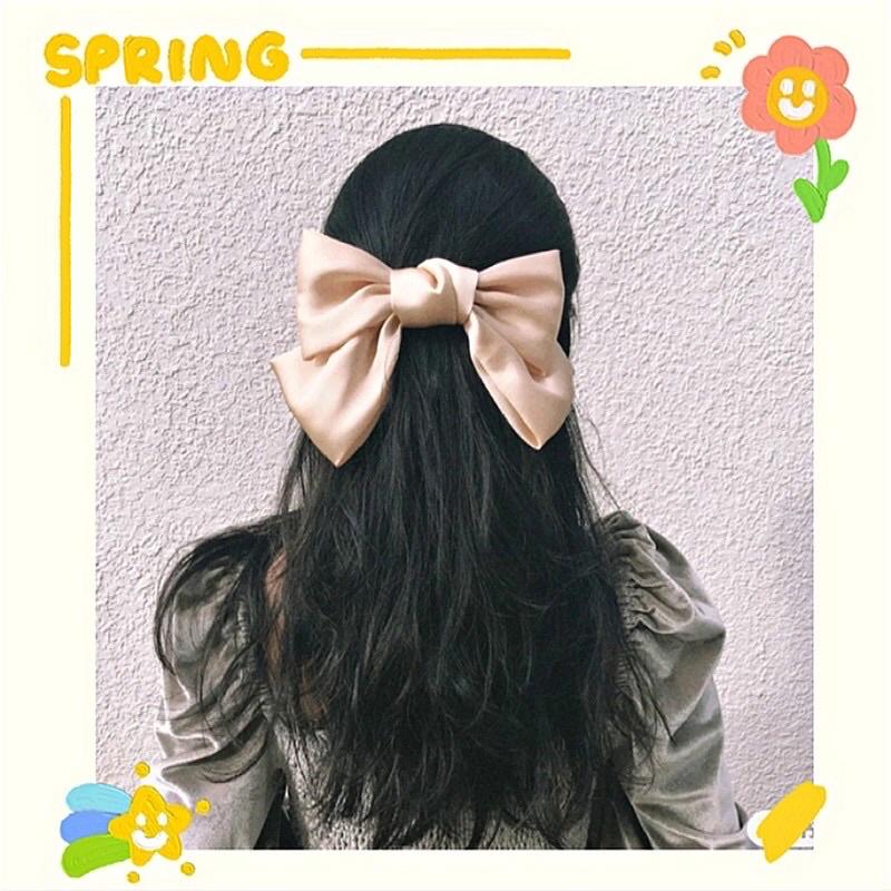 Kẹp tóc hình nơ vải Satin phong cách tiểu thư