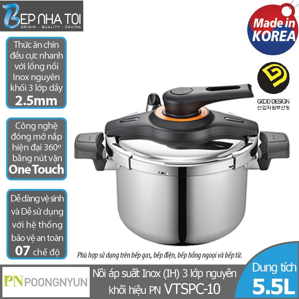 Nồi áp suất Inox IH hiệu PN VTSPC-10 Tặng Máy xay sinh tố Kochstar KSEBD-1000 + Cà mèn cơm Apollo APL-1600 - Hàng chính hãng
