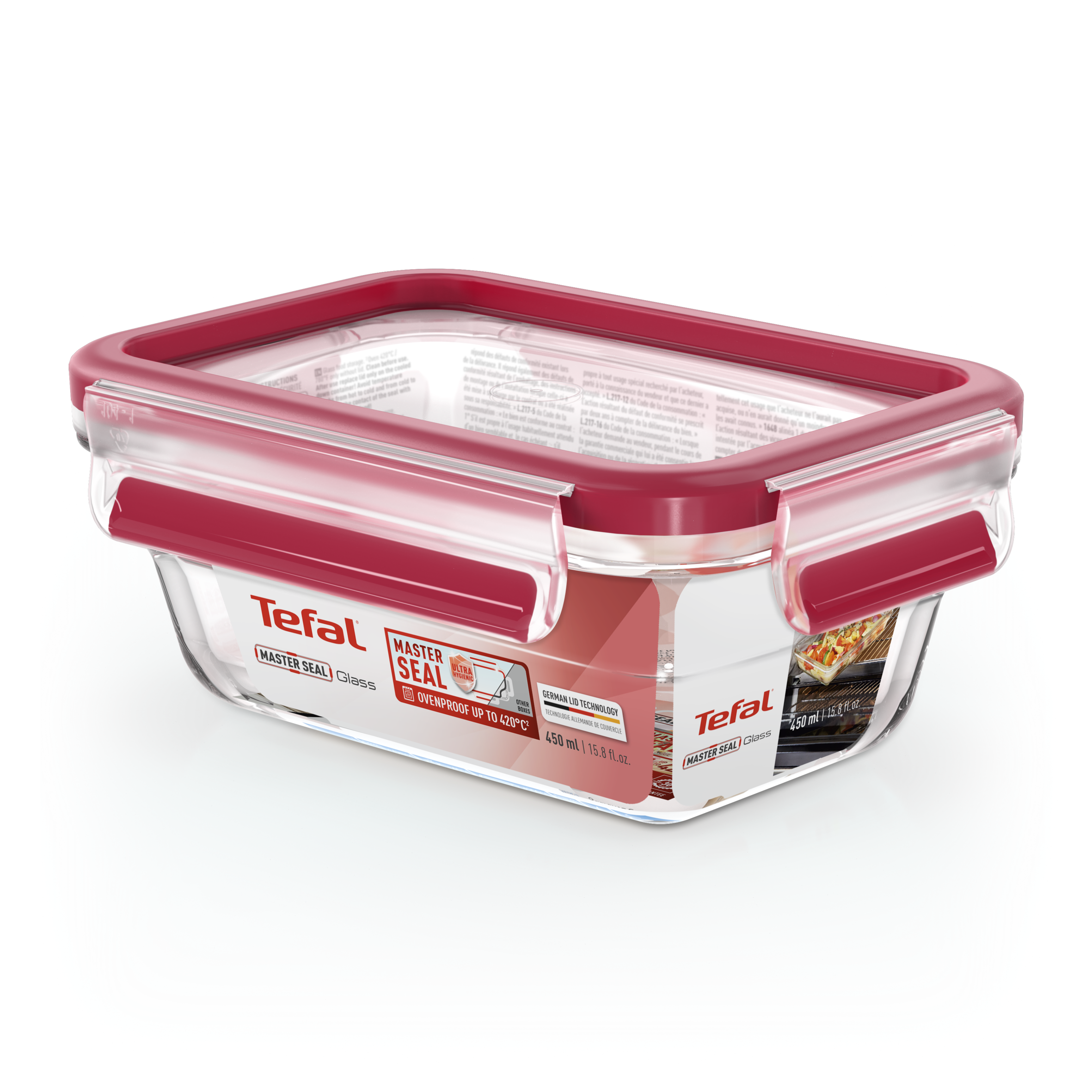 Bộ 4 hộp bảo quản thực phẩm thủy tinh Tefal Masterseal Glass - Hàng chính hãng