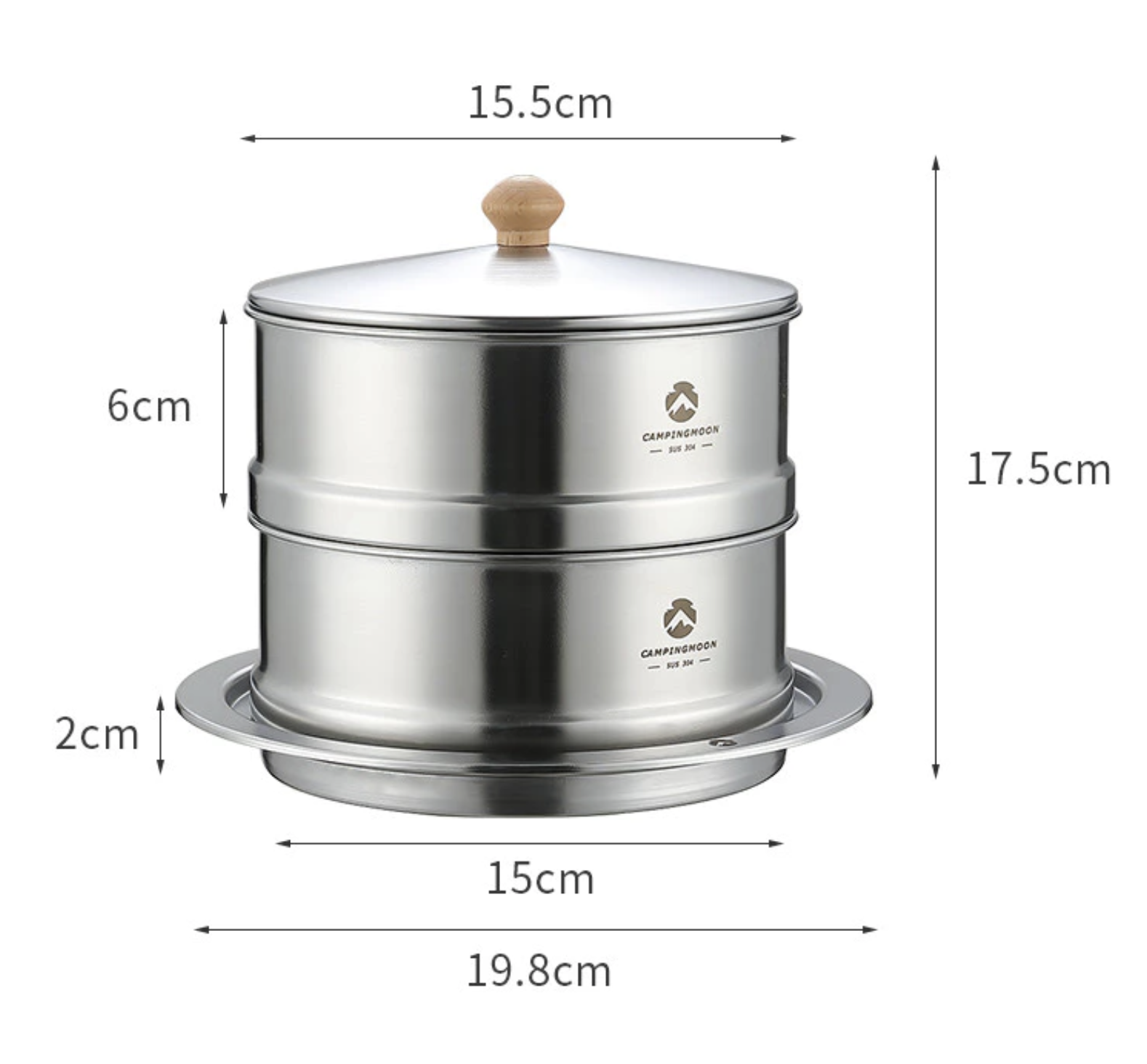 Nồi / Xửng hấp 2 tầng cỡ lớn Campingmoon S363-2S