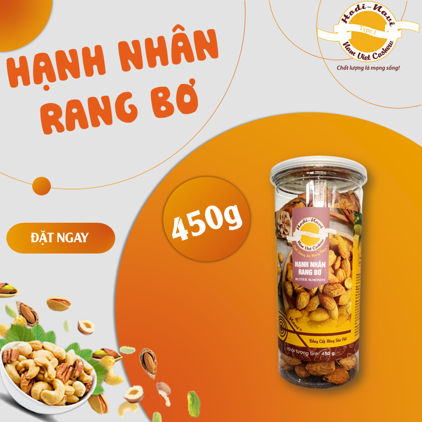 HẠNH NHÂN VỊ BƠ ĂN LIỀN CÒN VỎ DỄ BÓC XUẤT XỨ MỸ HŨ 450G