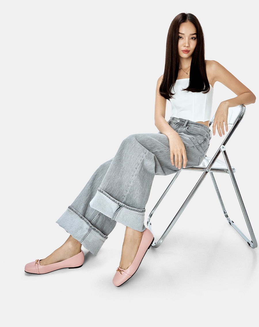 Giày Búp Bê Nữ 3cm Thời Trang JUNO Khoá Trang Trí Juno BB01144