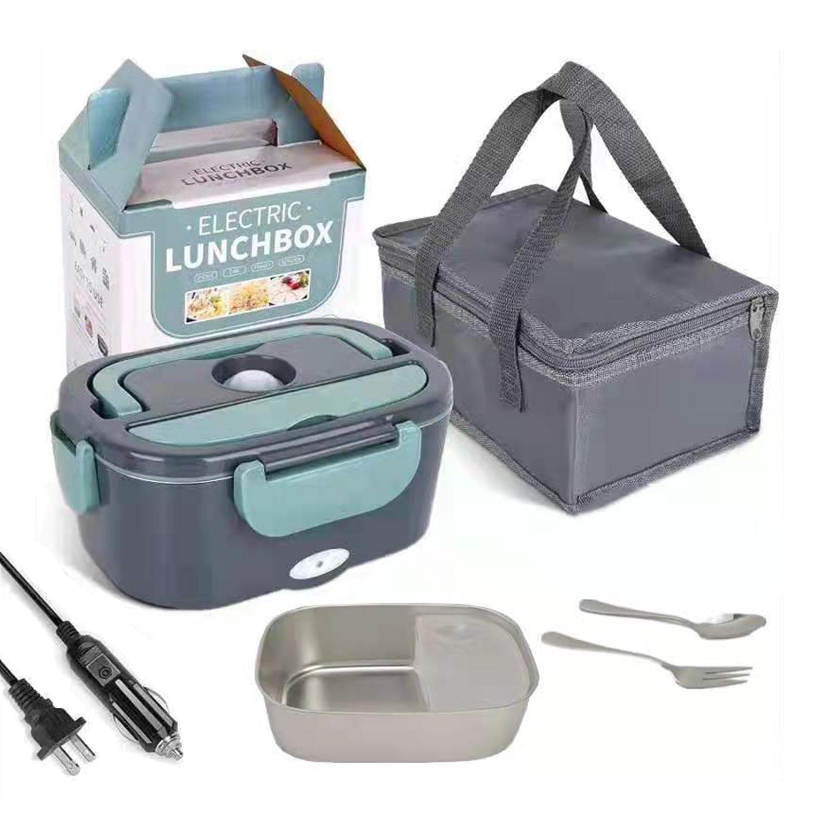 Electric Lunch Box with Spoon and Fork with Storage Bag 1.5L Detachable Bento Box Lunch Container Heating Lunchbox for Traveling Home Car