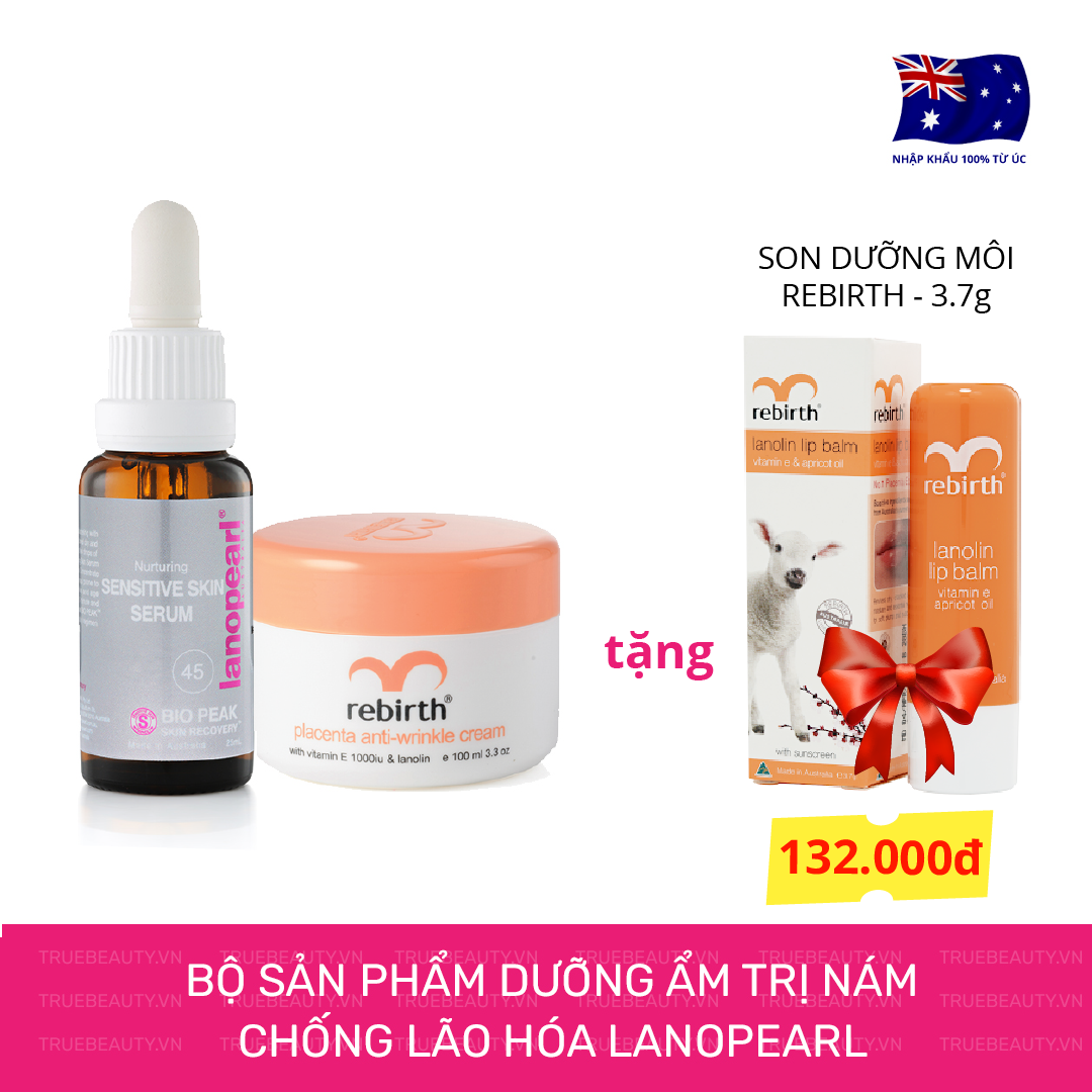 Combo dưỡng ẩm trị nám, chống lão hóa Lanopearl TẶNG SON DƯỠNG ẨM NHAU CỪU REBIRTH