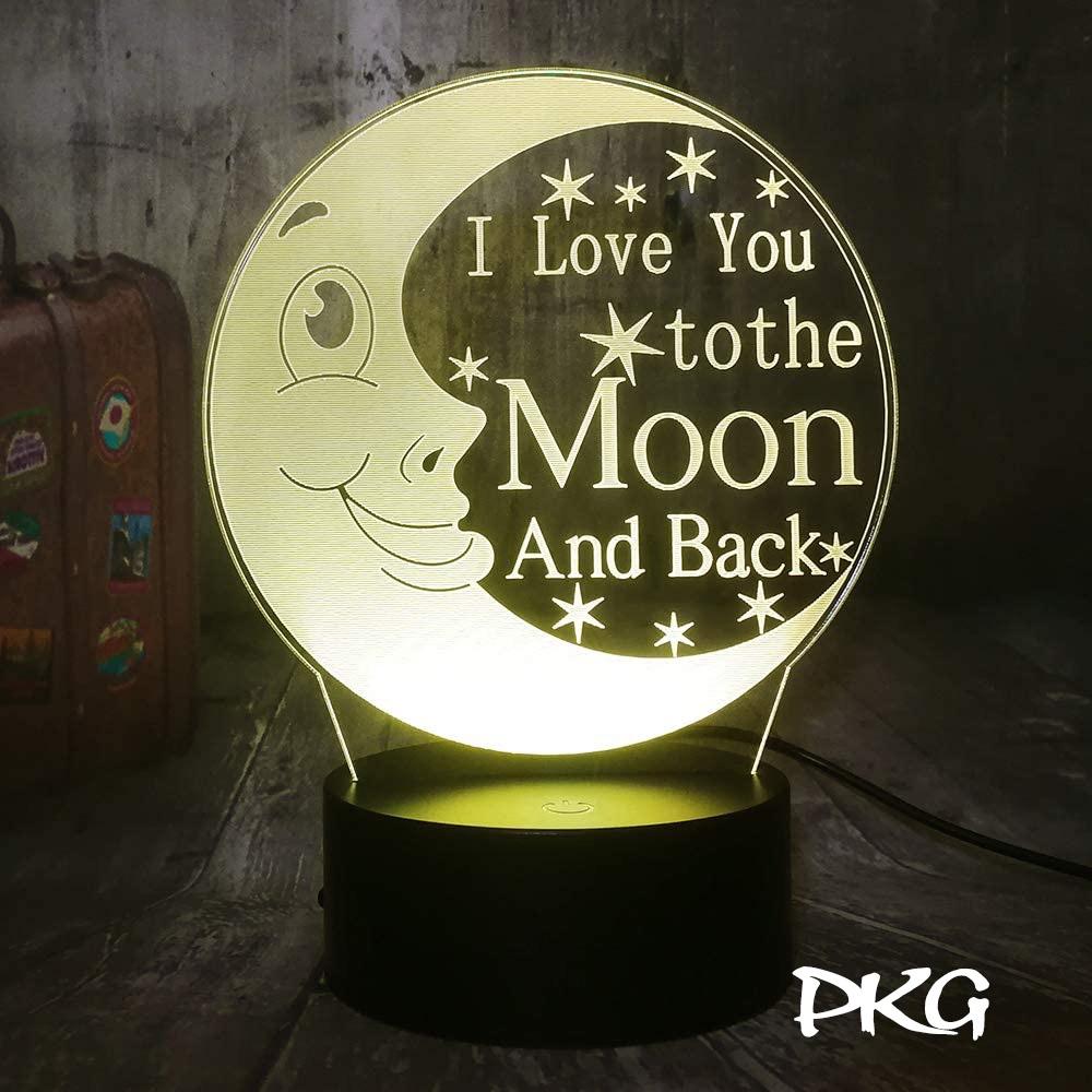 Đèn Ngủ Led 3D Hình BIỂU TƯỢNG I LOVE YOU To the MOON Quà Tặng Trang Trí cảm ứng có Điều khiển từ xa nháy sáng 16 màu