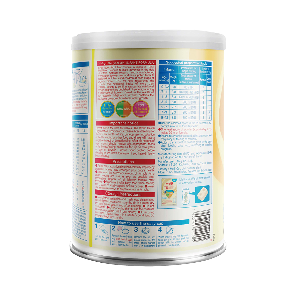 Thùng 8 Lon sữa Meiji Infant Formula 800g (Cho trẻ từ 0-1 tuổi)