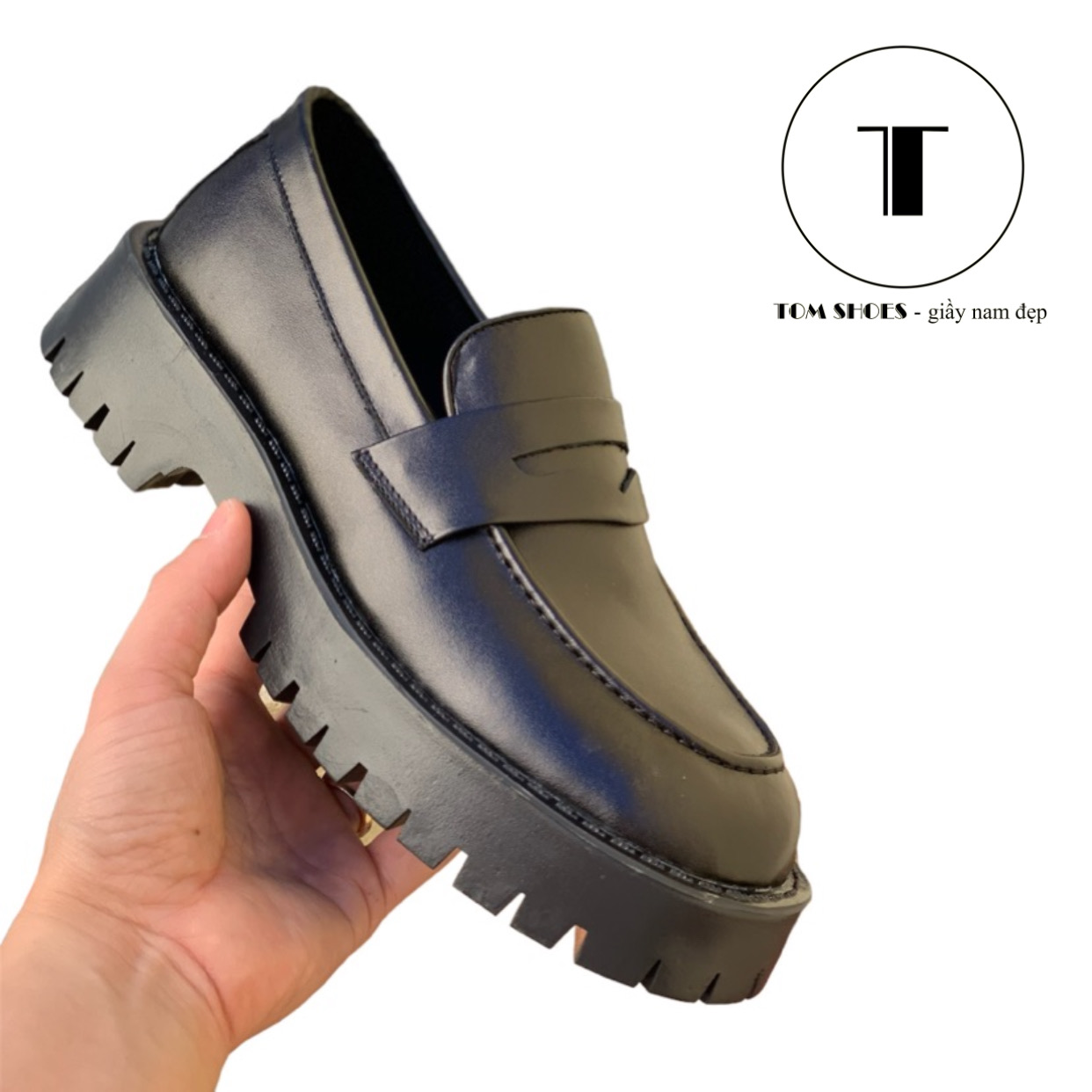 Giày đốc lười da bò mềm đế chunky 4,5cm, cam kết da bò thật 100%