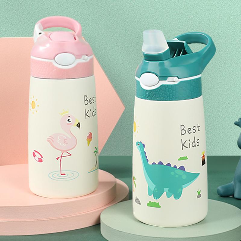 Đồng Hồ Nam Dây Thép Không Gỉ Giữ Nhiệt Mug Cup Dành Cho Trẻ Em Trẻ Con Di Động Dễ Thương Nảy Nắp Giữ Lạnh Ấm Hạc Nước Tặng