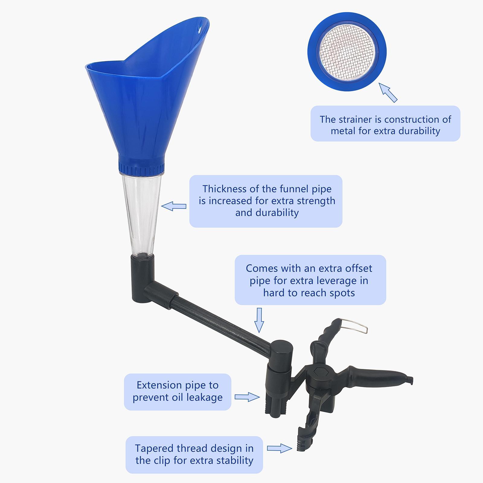 Universal Automotive Car Engine Oil Funnel Adapters Hands Free