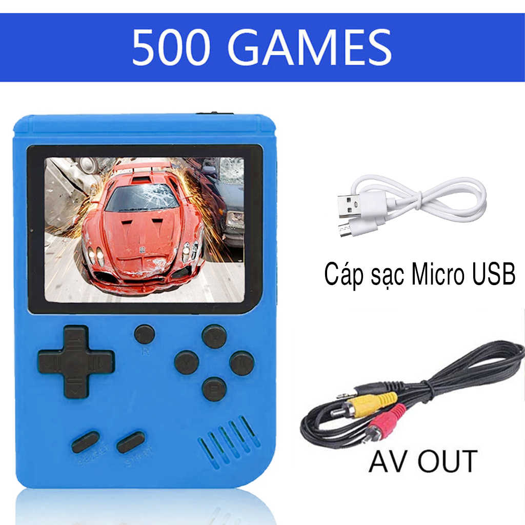 Vinetteam Máy Chơi Game Cầm Tay Game Box Plus Tích Hợp 500 Trò Chơi Cổ Điển Xếp Gạch Contra (Kết Nối Cổng AV Với Tivi) - Hàng Chính Hãng