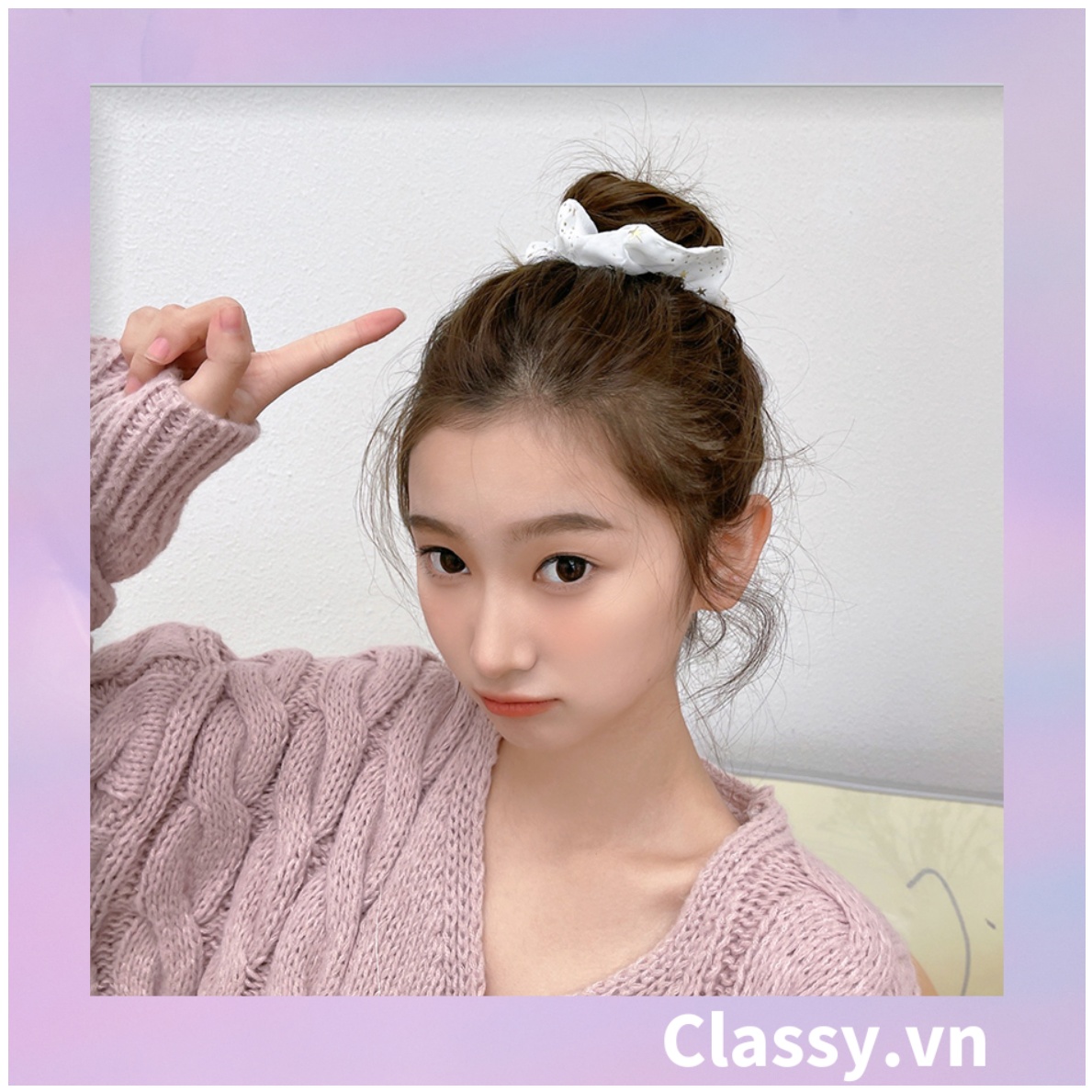Scrunchies cột tóc, buộc tóc sợi lưới, họa tiết ánh sao, nhiều màu thanh lịch PK1023
