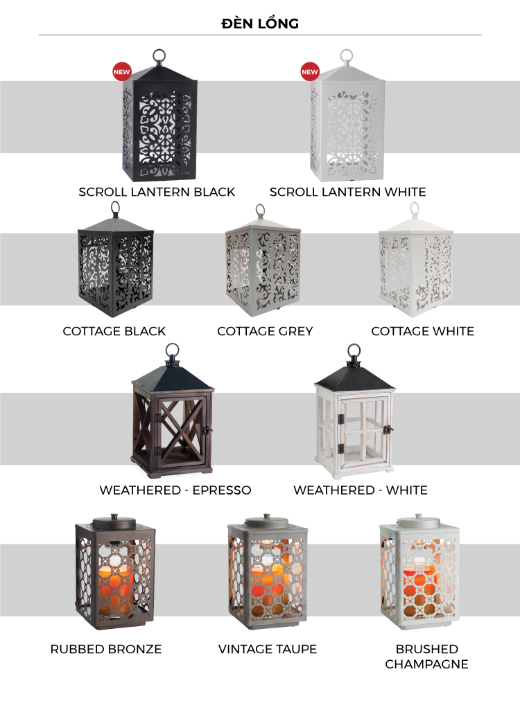 Đèn lồng đốt nến Scroll Lantern White
