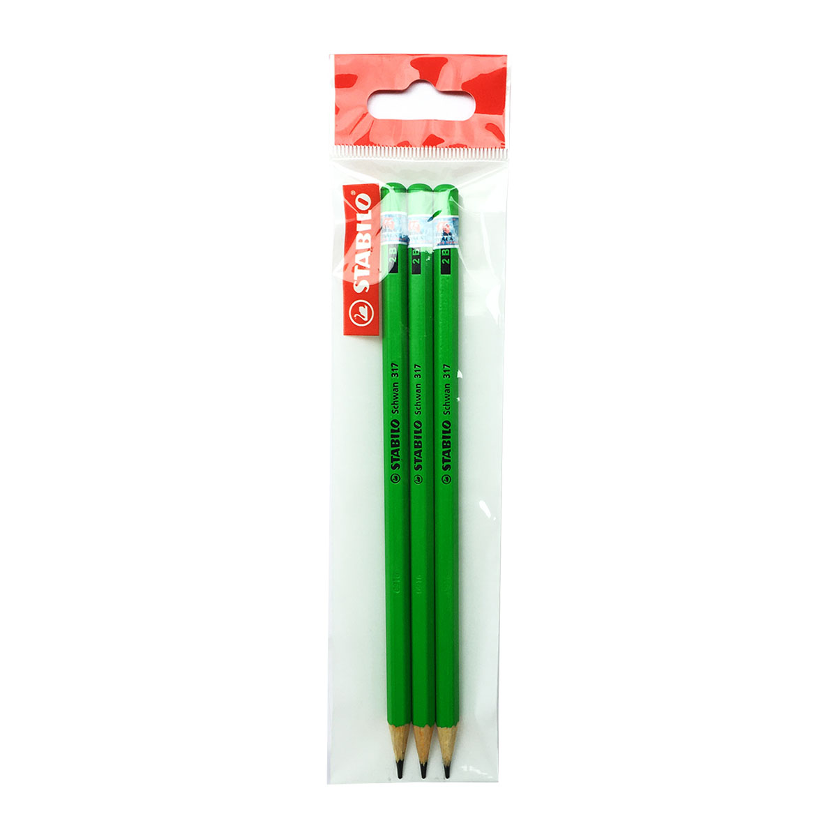Combo bút chì gỗ STABILO Schwan 317 2B thân màu neon - Bộ 6 bút thân màu cam neon + Chuốt chì PS4538  (PC317R-C6S)