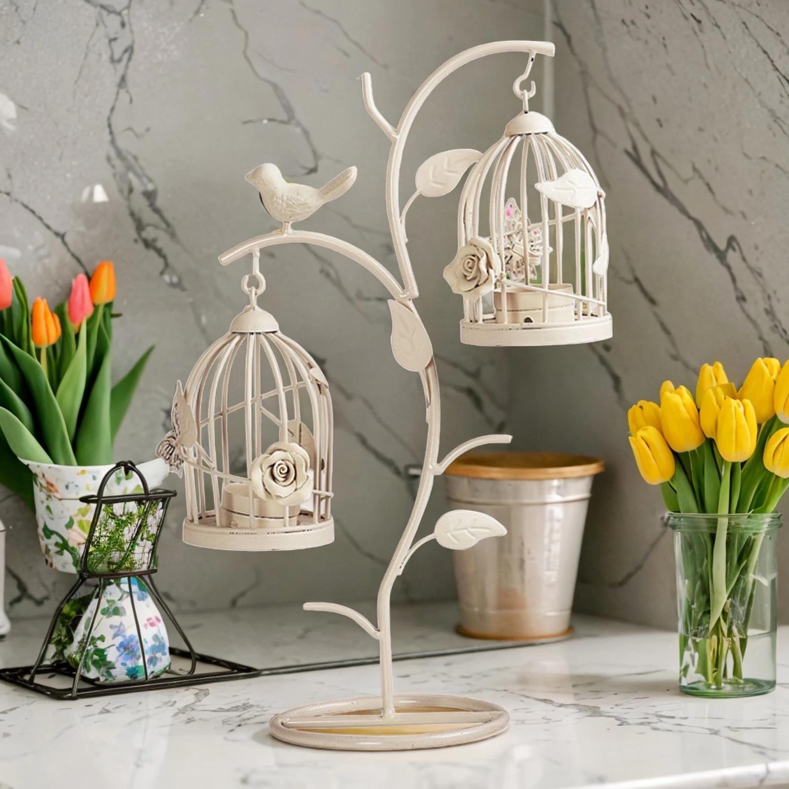 Birdcage Candle Holder Lantern Stand for Farmhouse Table Centerpiece Wedding