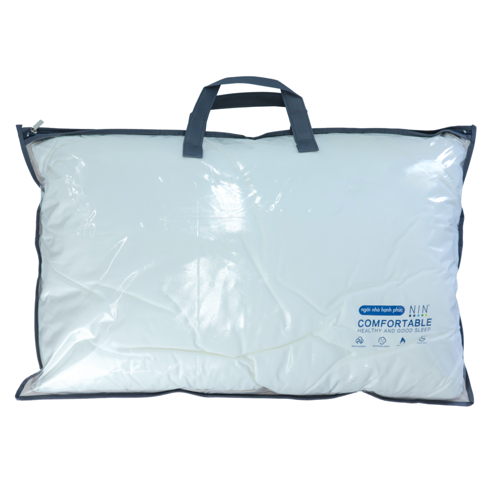 Gối khách sạn 5 sao, ruột gối đầu lông vũ nhân tạo microfiber Hotel Pillow NIN House 48x74cm cao cấp