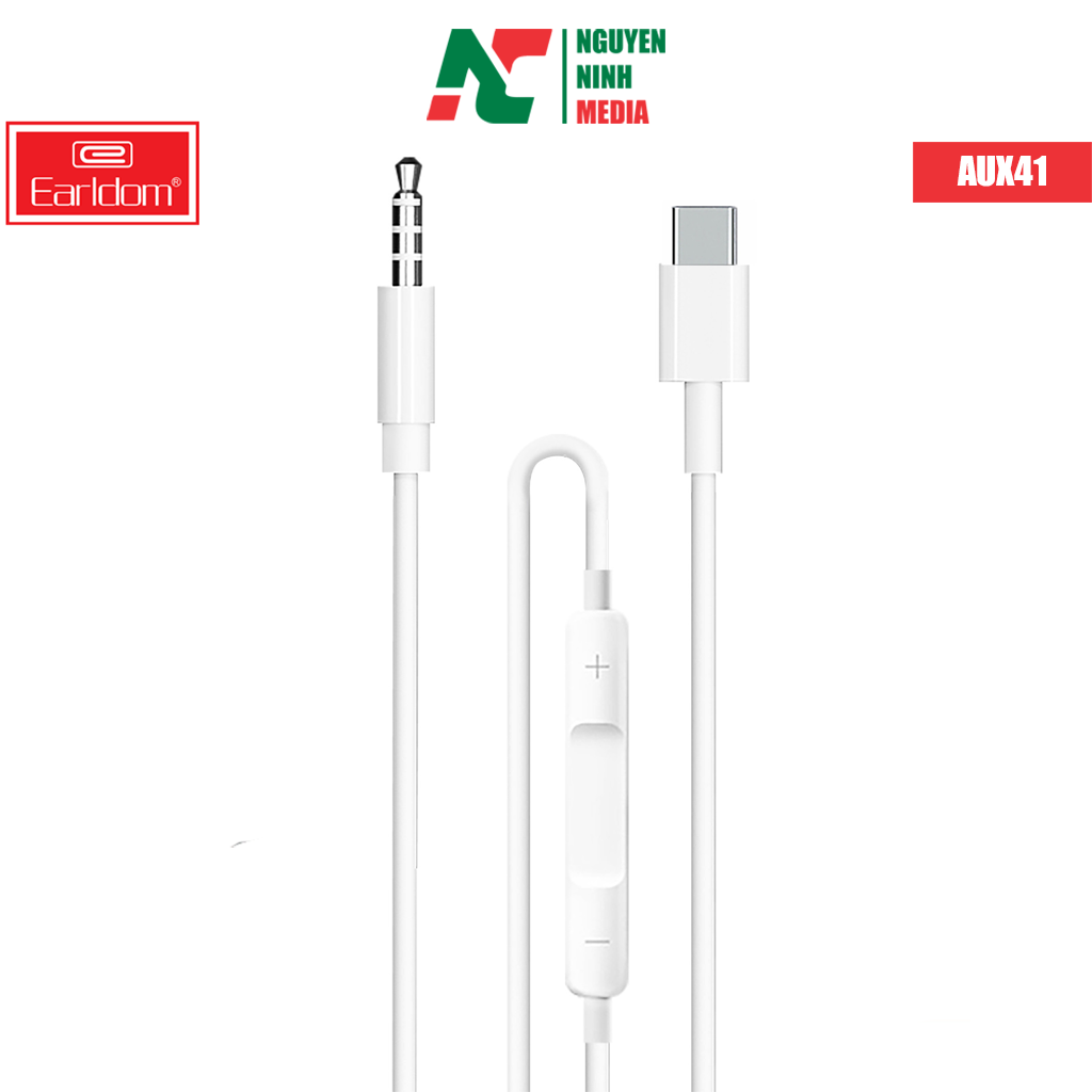 Cáp Chuyển Đổi Cổng Type C Sang 1 Cổng 3.5mm Dài 1M Có Mic Earldom AUX41 - Hàng Chính Hãng