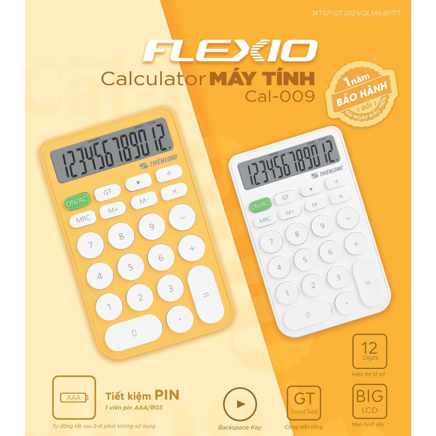 Máy Tính Văn Phòng Flexio - Thiên Long CAL-009 - Màu Trắng