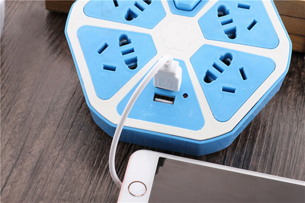 Ổ cắm điện tròn an toàn có cổng sạc USB