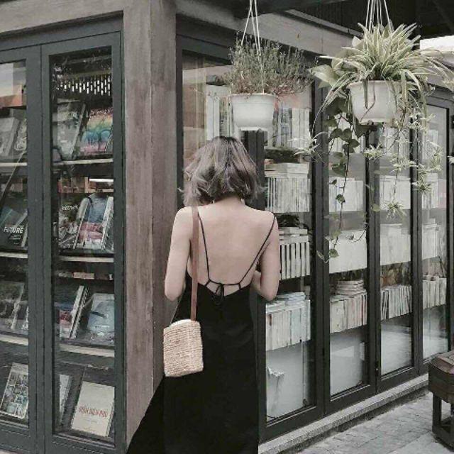 Đầm maxi xẻ tà hở lưng (3 màu)