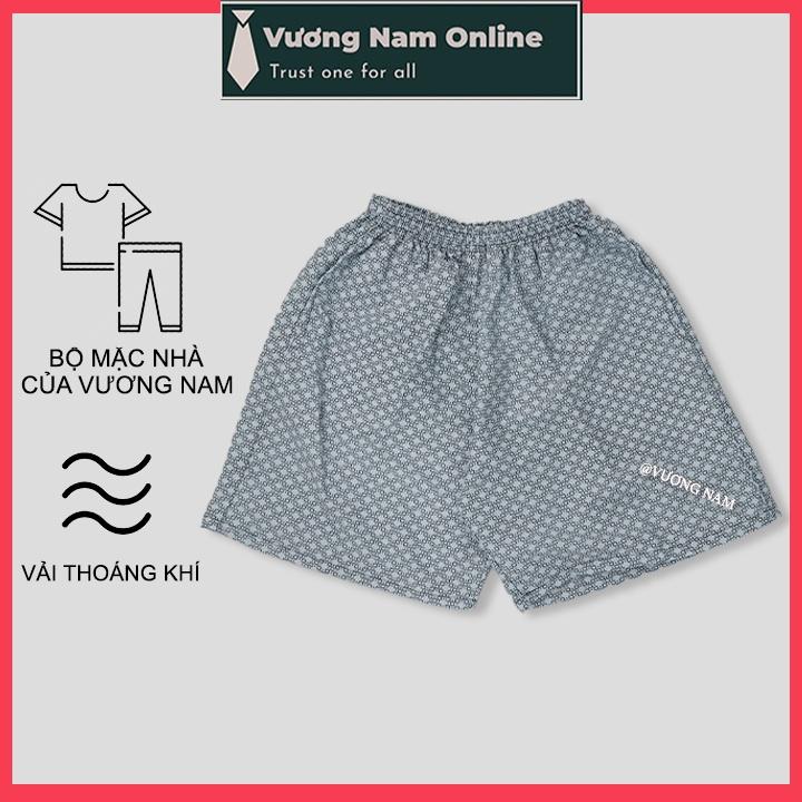 Quần đùi nam caro mặc nhà cotton may kỹ lưỡng ống rộng