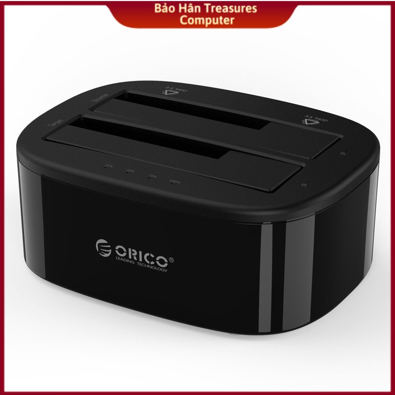 Đế cắm ổ cứng đôi kết nối chuẩn 3.0 Orico 6228US3 - Dock ổ cứng 2,5" và 3,5" HDD/SSD - Hàng Nhập Khẩu