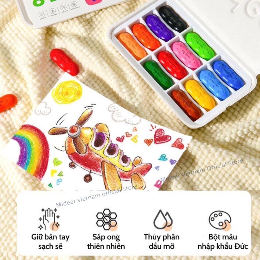 Màu sáp Lụa hạt Đậu Pease Crayons Mideer, Bút Sáp Màu Hữu Cơ An Toàn cho bé