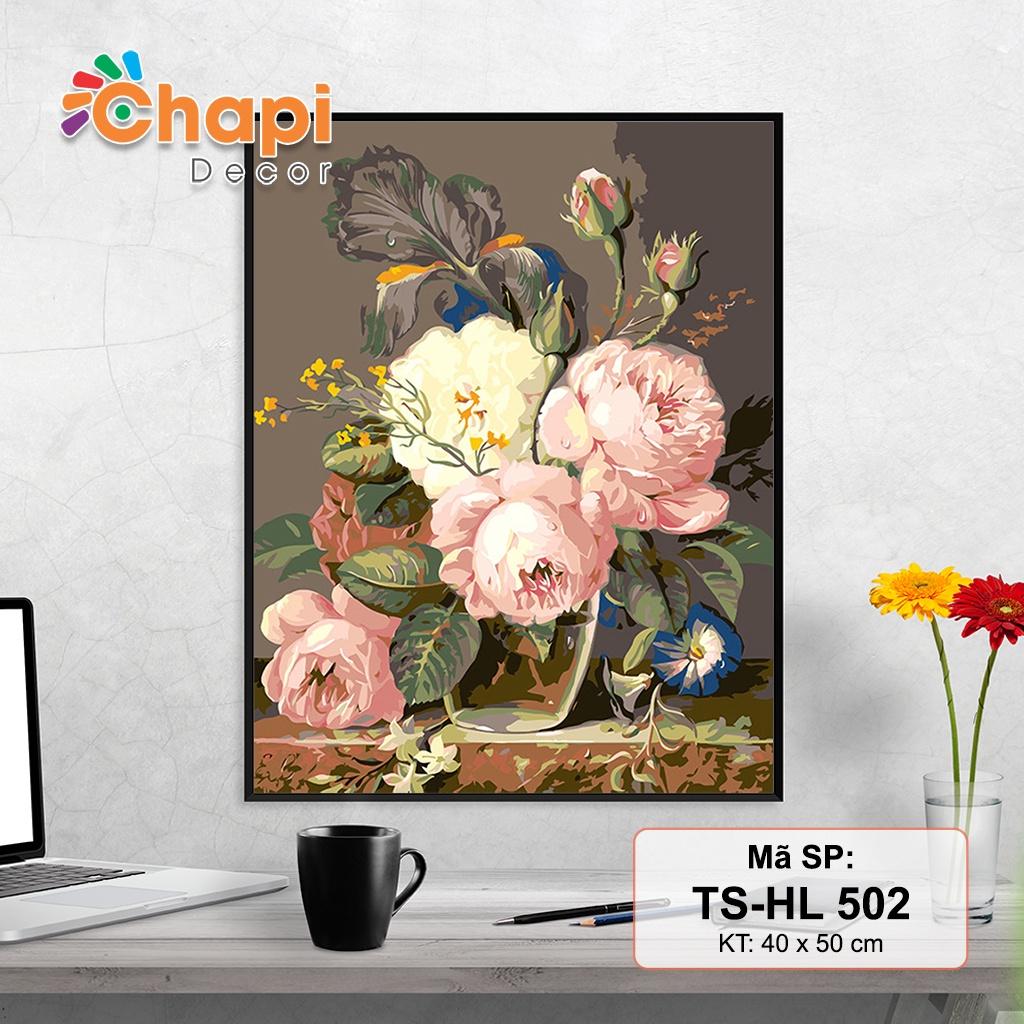 Tranh tô màu số hóa Chapi Hoa Hồng Hot Trend KT 40x50cm đã căng khung, Có dầu bóng | Chapi Decor