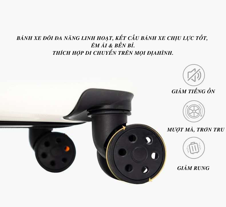 Vali Du Lịch Tay Kéo In Hình CAT Dễ Thương Chất Liệu Nhựa Nhám PC+ABS Dày Dặn 4 Bánh Xe Xoay 360 Độ Hàng Sẵn Kho Đủ Size 20/22/24/26 inch