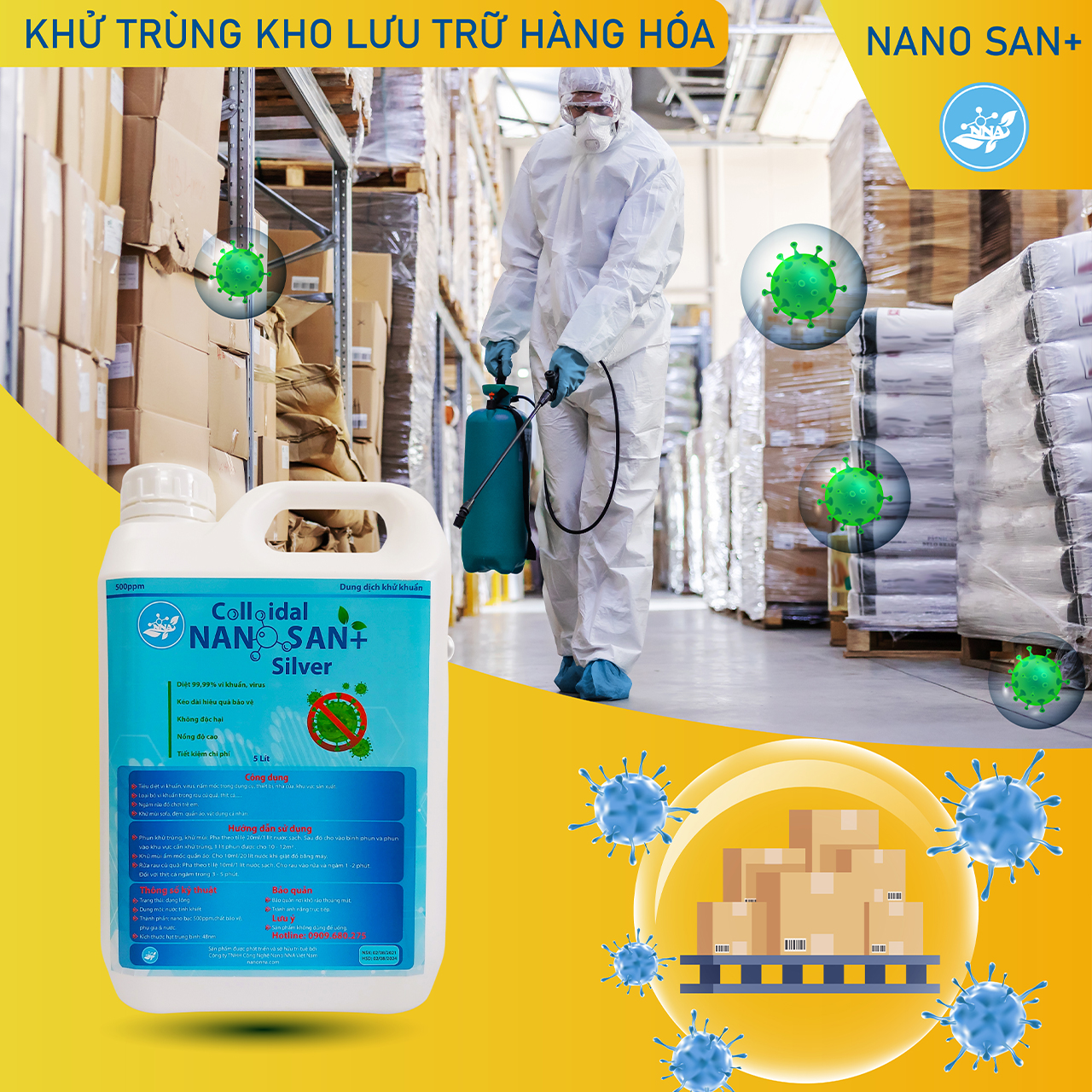 [250 LÍT] Dung dịch khử khuẩn nano bạc SAN+. Loại bỏ vi khuẩn gây hại, truyền nhiễm.