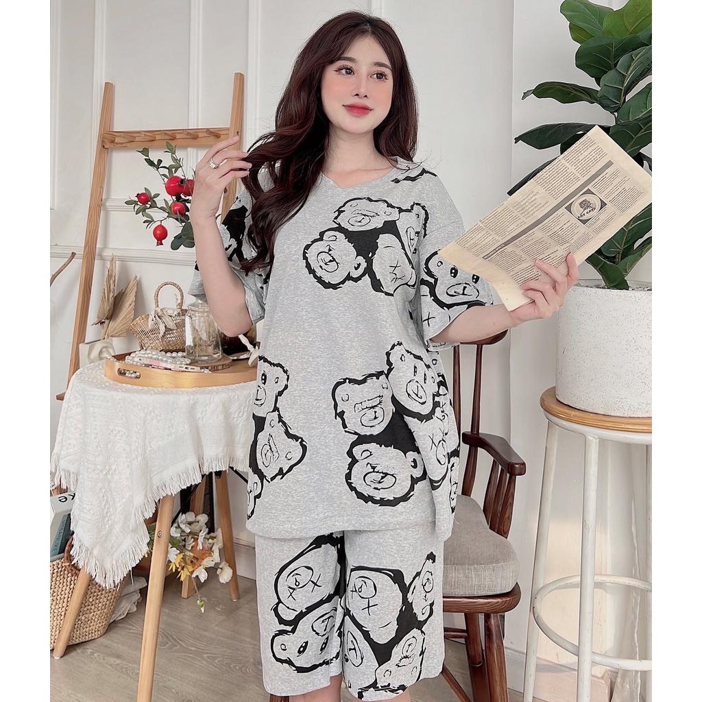 Đồ bộ lửng nữ mặc nhà - thời trang mới nhất - Chất liệu bozip Cotton cao cấp - ( Bộ Lửng ống rộng - BL