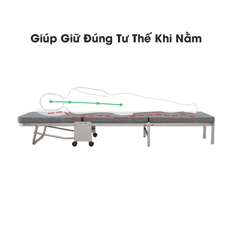 Giường Gấp Ghế Sofa PH23116 Giường Gấp Văn Phòng Gấp Gọn Thông Minh Nghỉ Trưa Văn Phòng Và Gia Đình, Giường Gấp Gọn Cao Cấp Có Bánh Xe, Gấp Gọn Làm Ghế Sofa Ngồi - Hàng Chính Hãng