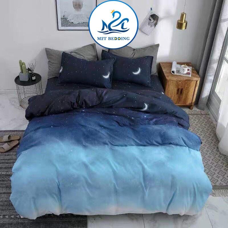 Bộ chăn ga gối Cotton poly M2T Bedding Màn đêm, vỏ chăn mền, drap nệm và 2 vỏ gối
