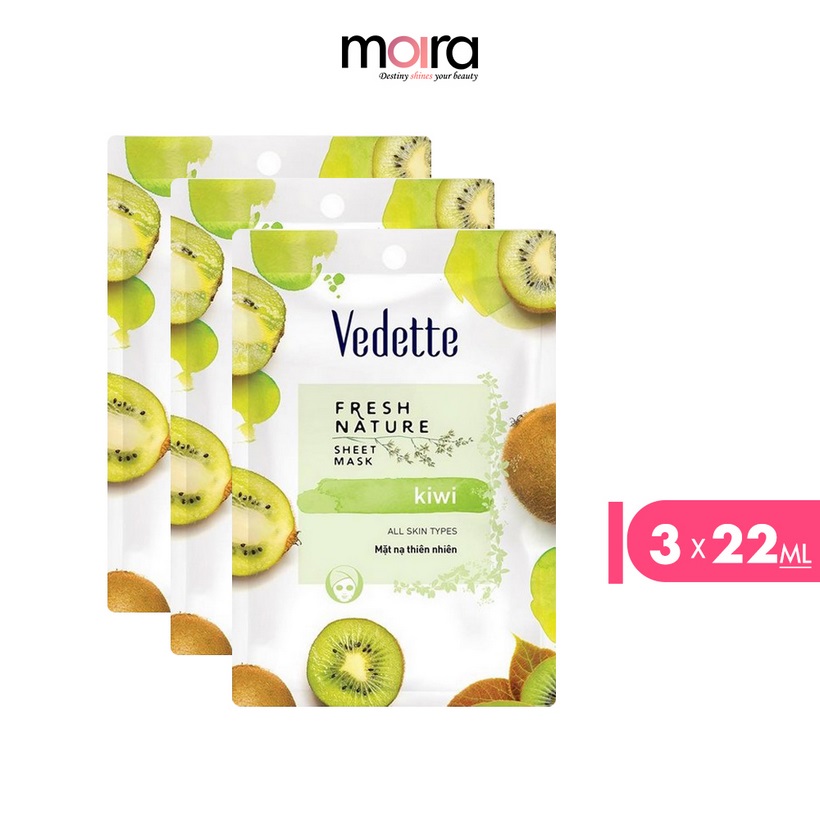 Combo 3 Mặt nạ thiên nhiên Vedette Kiwi 22ml